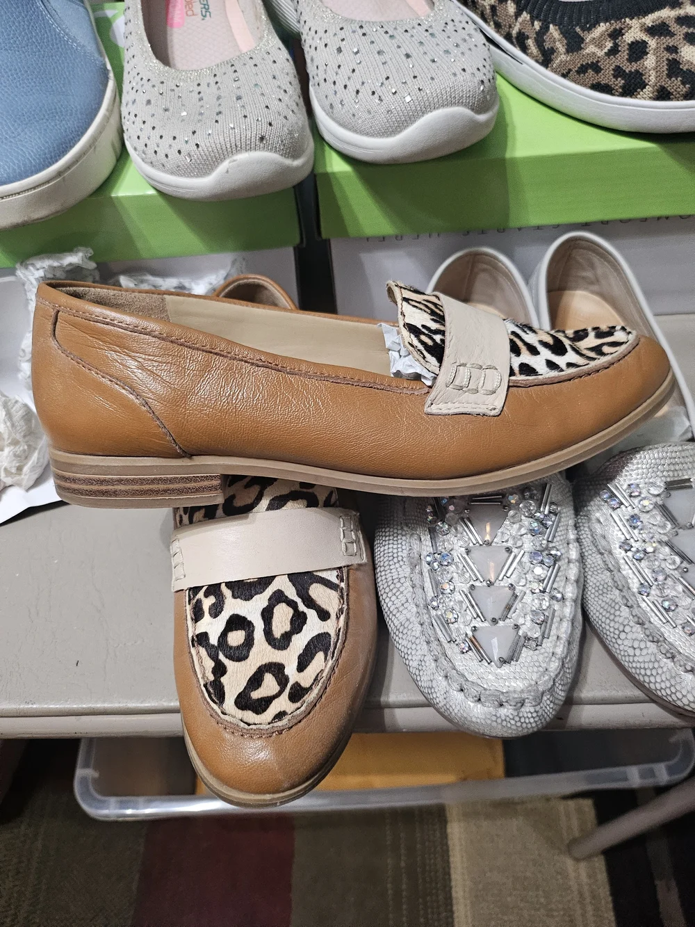 Naturalizer Brown & Leopard-Print Penny Loafers Size 6.5 M